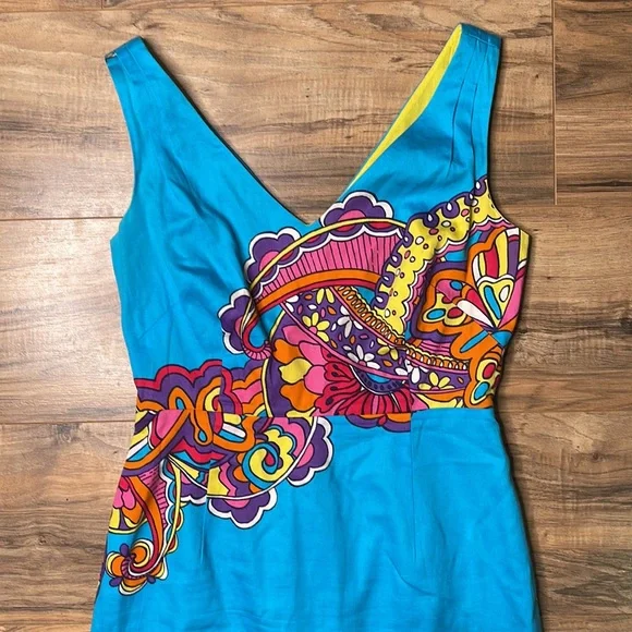 Lilly Pulitzer Kiki Engineered Optical Confusion V Neck Sleeveless Dress - Picture 4 of 9